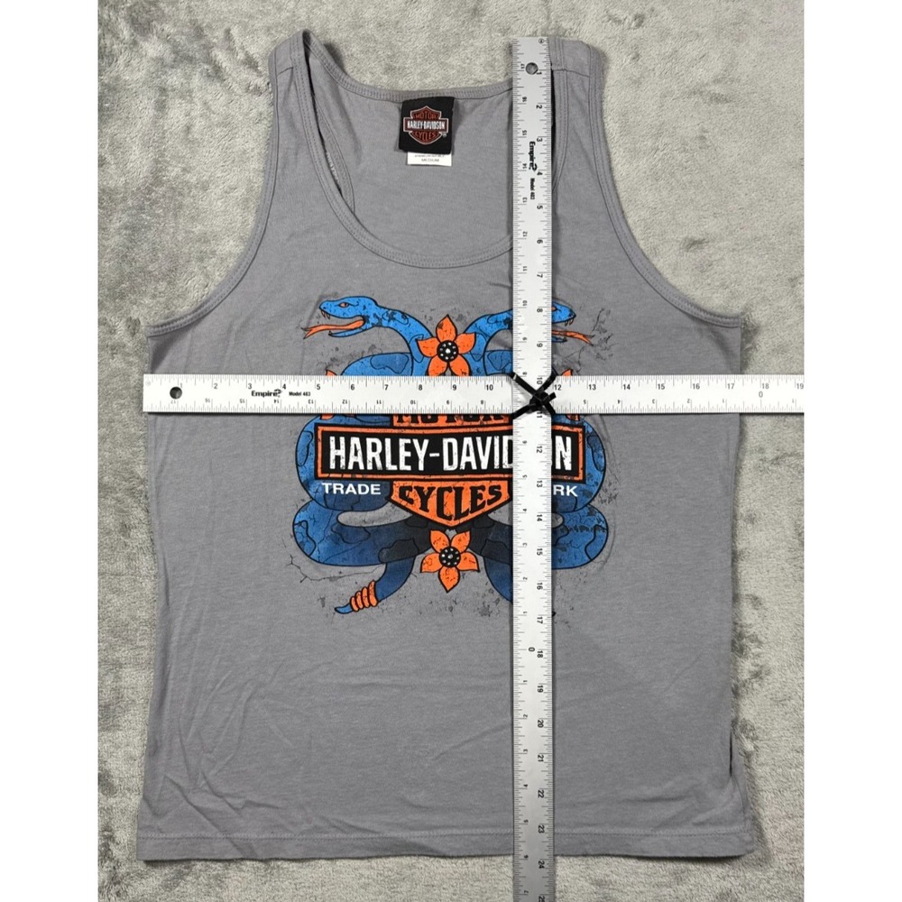 Harley-Davidson Snake Graphic Tank Top Women M Gray Racerback Biker Top 2010 VTG - Picture 3 of 8